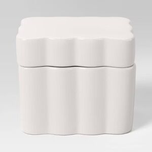 NEW Room Essentials Off White Ceramic Scalloped Lidded Box